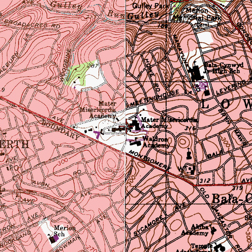 Topographic Map of Waldron Academy, PA