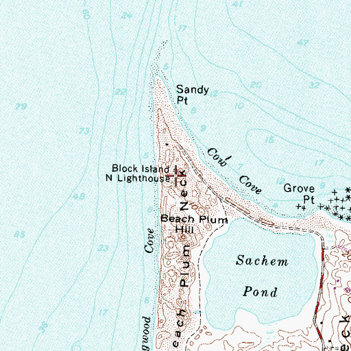 Topographic Map of Block Island North Lighthouse, RI