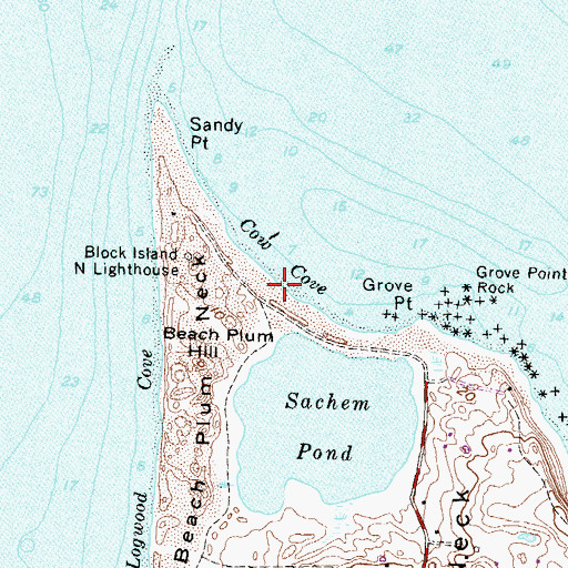 Topographic Map of Cow Cove, RI