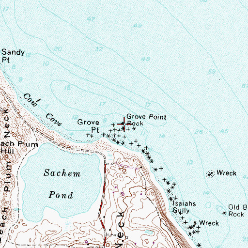 Topographic Map of Grove Point Rock, RI