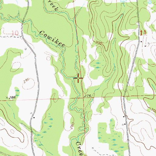 Topographic Map of Little Cowikee Creek, AL