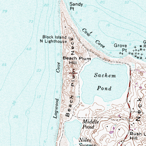 Topographic Map of Beach Plum Neck, RI