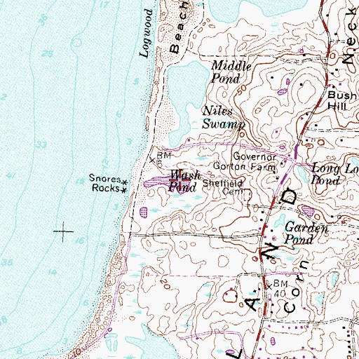 Topographic Map of Wash Pond, RI