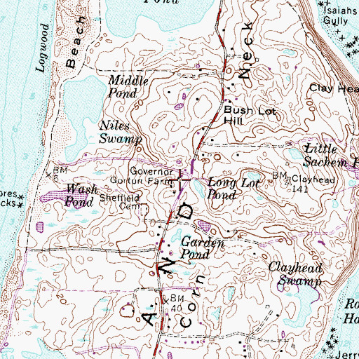Topographic Map of Governor Gorton Farm, RI
