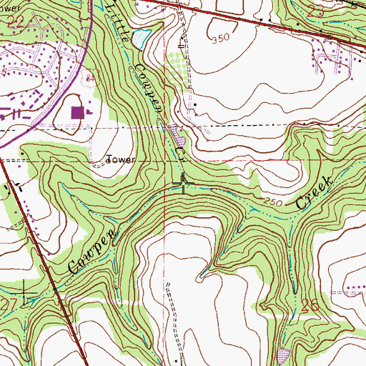 Topographic Map of Little Cowpen Creek, AL