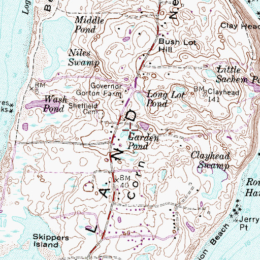 Topographic Map of Garden Pond, RI