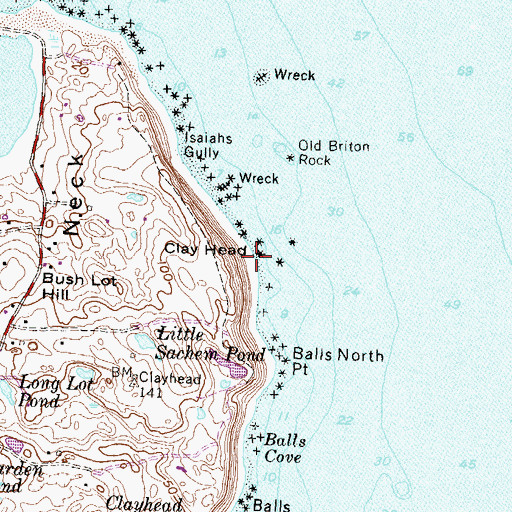 Topographic Map of Clay Head, RI