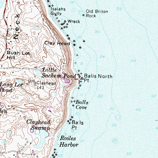 Topographic Map of Balls North Point, RI