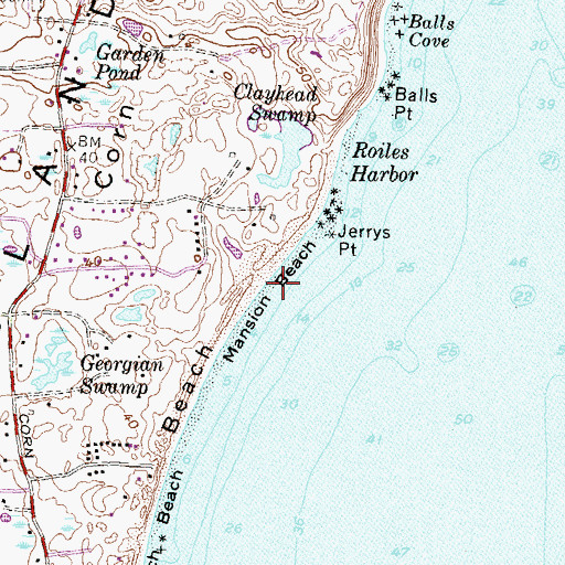 Topographic Map of Mansion Beach, RI