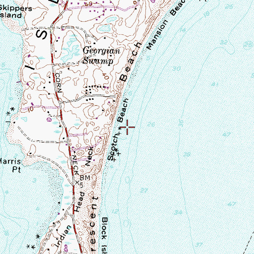 Topographic Map of Scotch Beach, RI