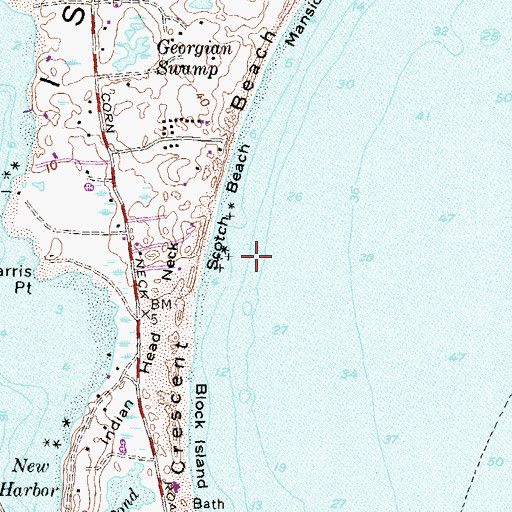 Topographic Map of Crescent Beach, RI