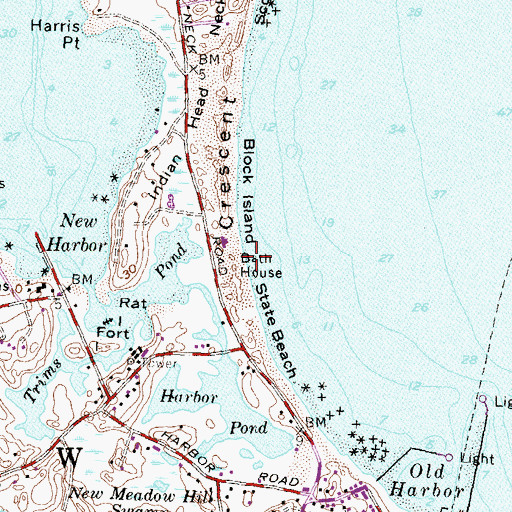Topographic Map of Block Island State Beach, RI