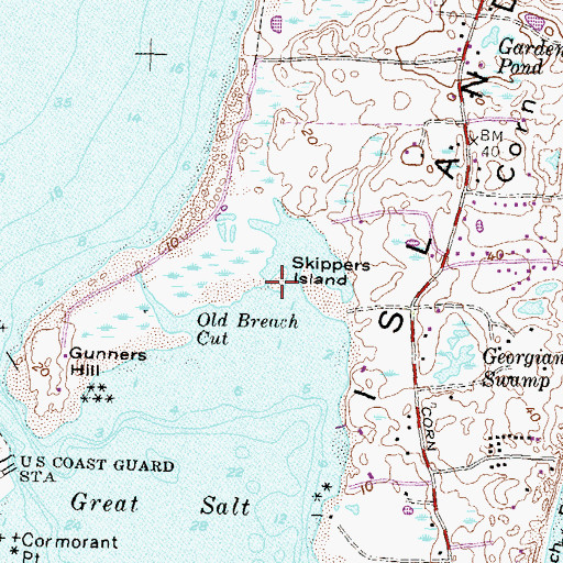 Topographic Map of Skippers Island, RI