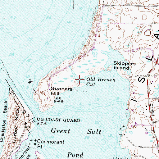Topographic Map of Old Breach Cut, RI