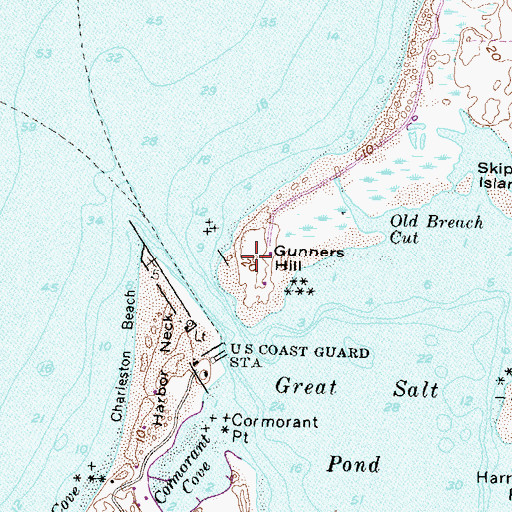 Topographic Map of Gunners Hill, RI