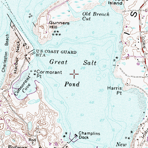 Topographic Map of Great Salt Pond, RI