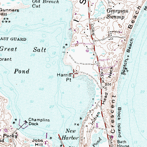 Topographic Map of Harris Point, RI