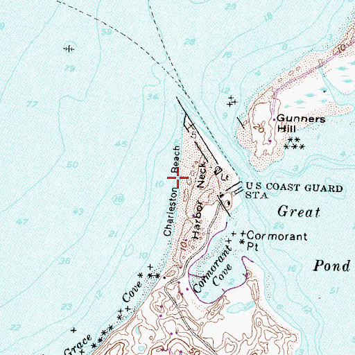 Topographic Map of Charleston Beach, RI