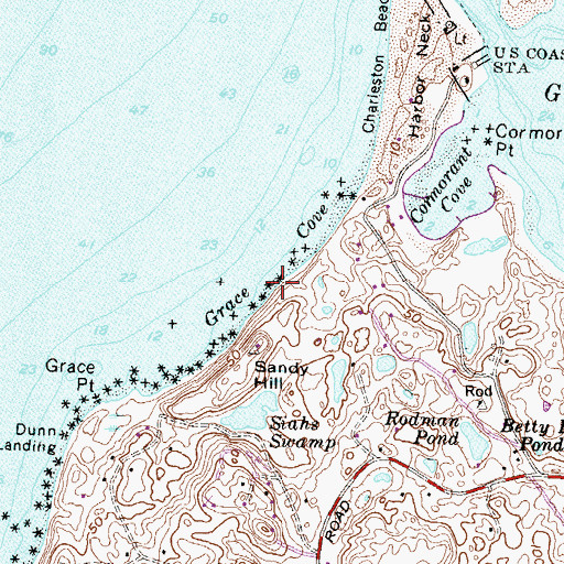 Topographic Map of Grace Cove, RI