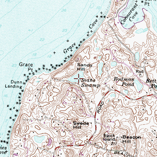 Topographic Map of Siahs Swamp, RI