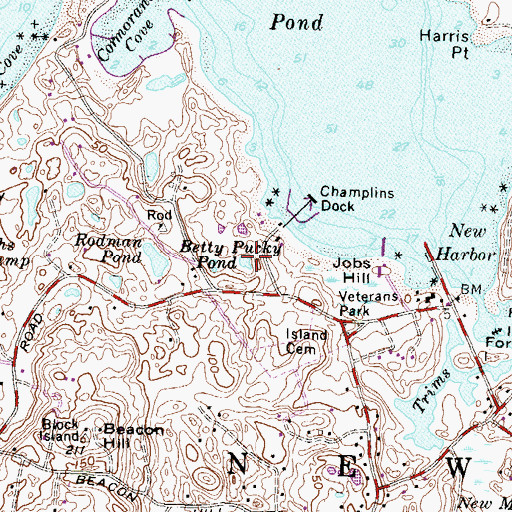 Topographic Map of Betty Pucky Pond, RI
