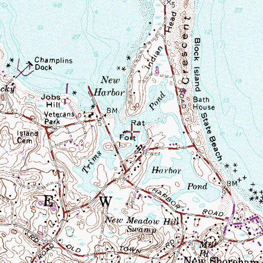 Topographic Map of Trims Pond, RI