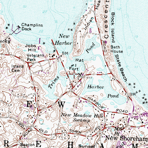 Topographic Map of Fort Island, RI