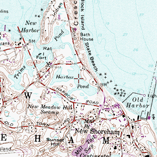Topographic Map of Harbor Pond, RI