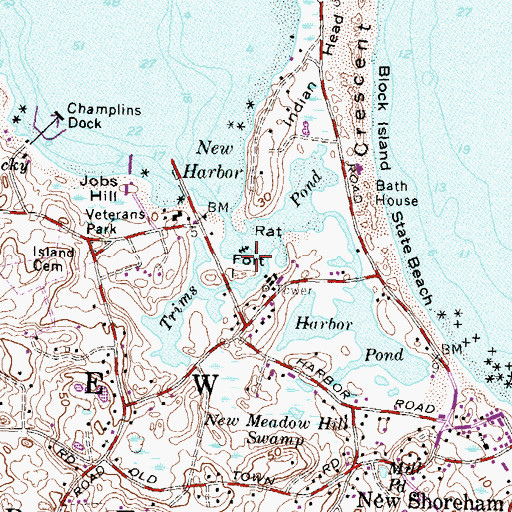 Topographic Map of Rat Island, RI