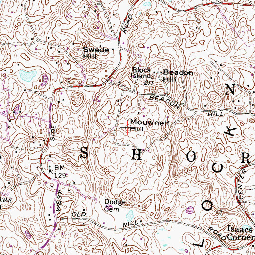 Topographic Map of Mouwneit Hill, RI