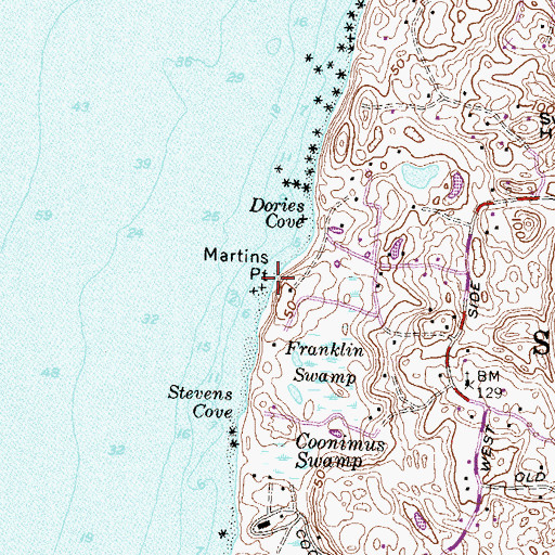 Topographic Map of Martins Point, RI
