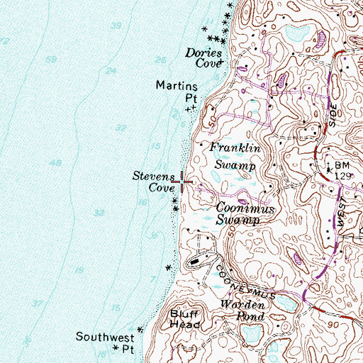 Topographic Map of Stevens Cove, RI
