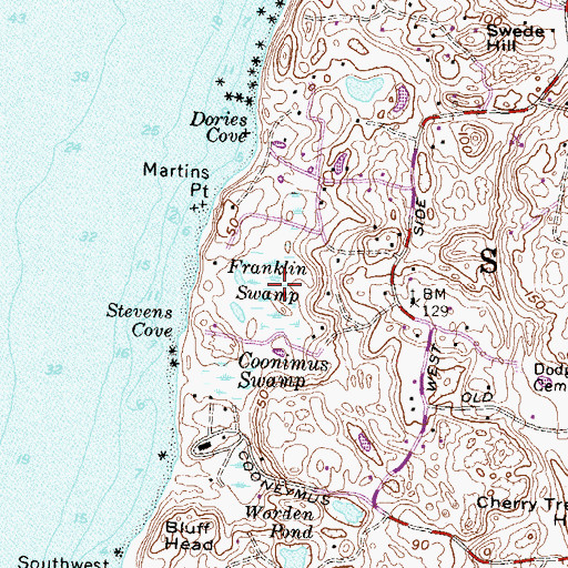 Topographic Map of Franklin Swamp, RI