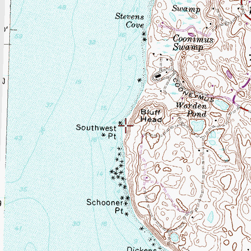 Topographic Map of Southwest Point, RI