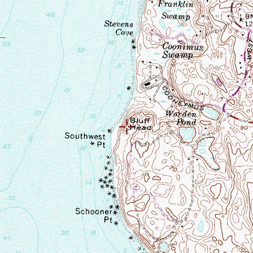 Topographic Map of Bluff Head, RI