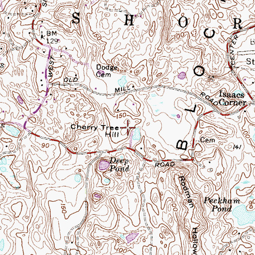 Topographic Map of Cherry Tree Hill, RI