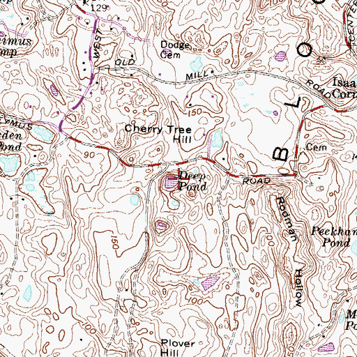 Topographic Map of Deep Pond, RI
