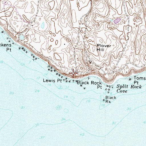 Topographic Map of Lewis Point, RI