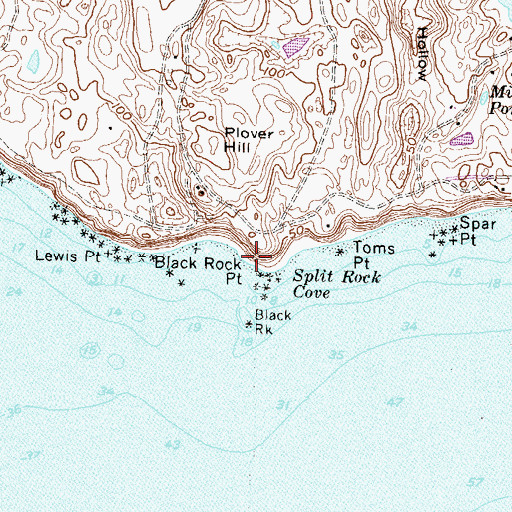 Topographic Map of Black Rock Point, RI