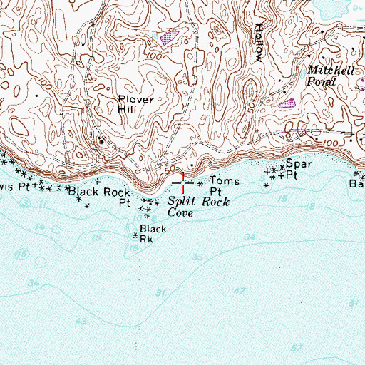 Topographic Map of Split Rock Cove, RI
