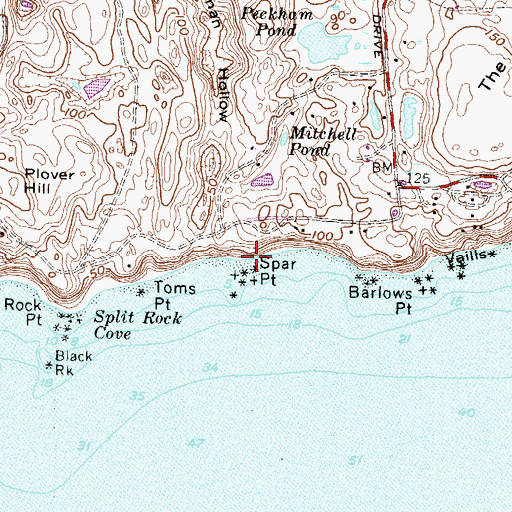 Topographic Map of Spar Point, RI