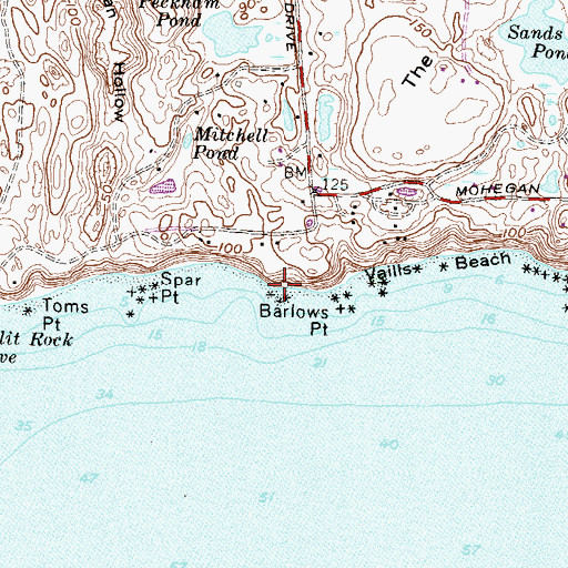 Topographic Map of Barlows Point, RI