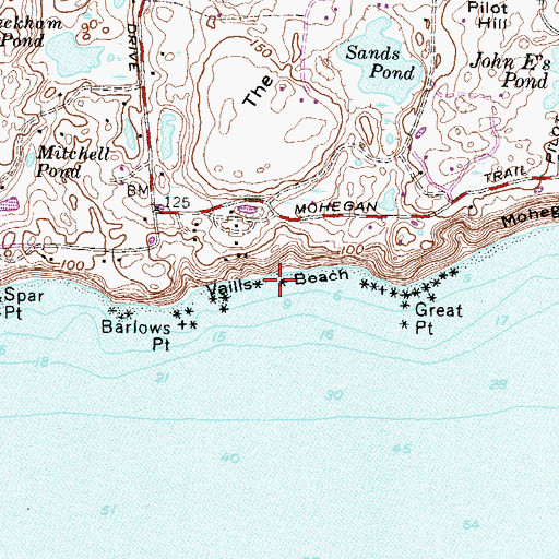 Topographic Map of Vaills Beach, RI