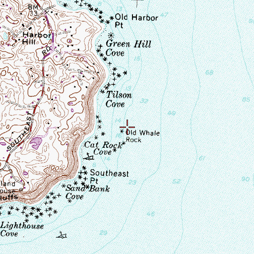 Topographic Map of Old Whale Rock, RI