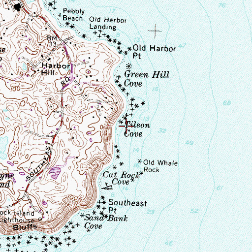Topographic Map of Tilson Cove, RI