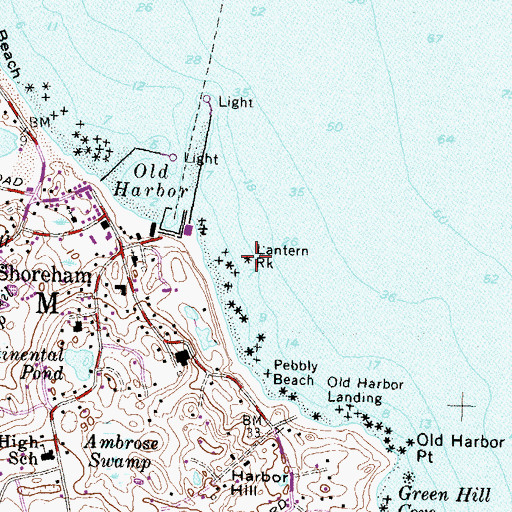 Topographic Map of Lantern Rock, RI