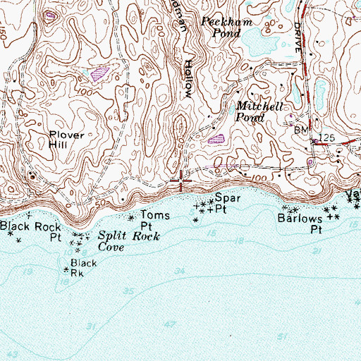 Topographic Map of Rodman Hollow, RI