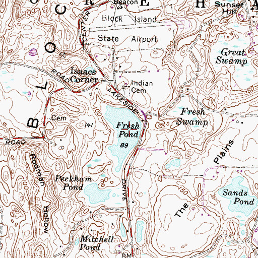Topographic Map of Fresh Pond, RI