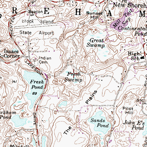 Topographic Map of Fresh Swamp, RI