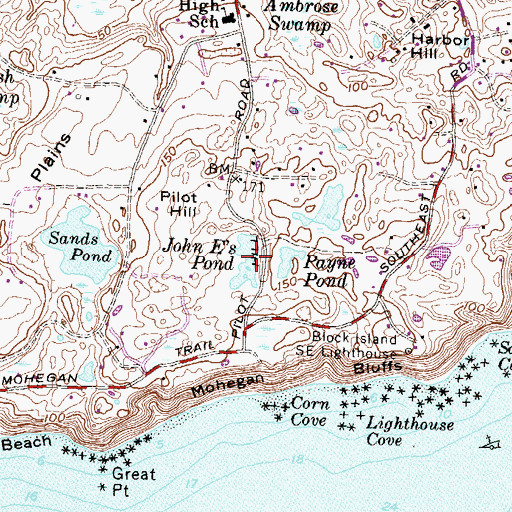 Topographic Map of John E's Pond, RI
